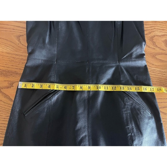 Vintage Newport News Genuine Black Leather Dress Sz 12 Biker Grunge Goth - Picture 11 of 14
